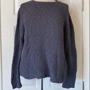 Eileen Fisher Crewneck Shaker Knit Cropped Organic Cotton Pullover Sweater Gray